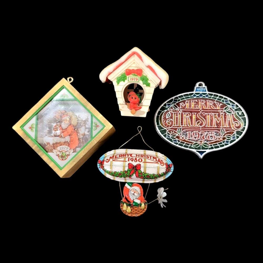 VTG‎ Christmas Ornaments 1978 1979 1980 Lot of 4 Traditional Style Multicolor